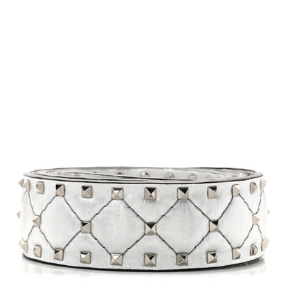 Valentino Garavani Metallic Lambskin Rockstud Spike Shoulder Strap Silver 2 of 4