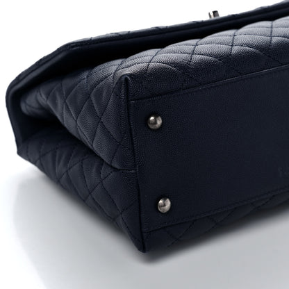 Chanel Caviar Lizard Quilted Medium Coco Handle Flap Navy 9 of 13