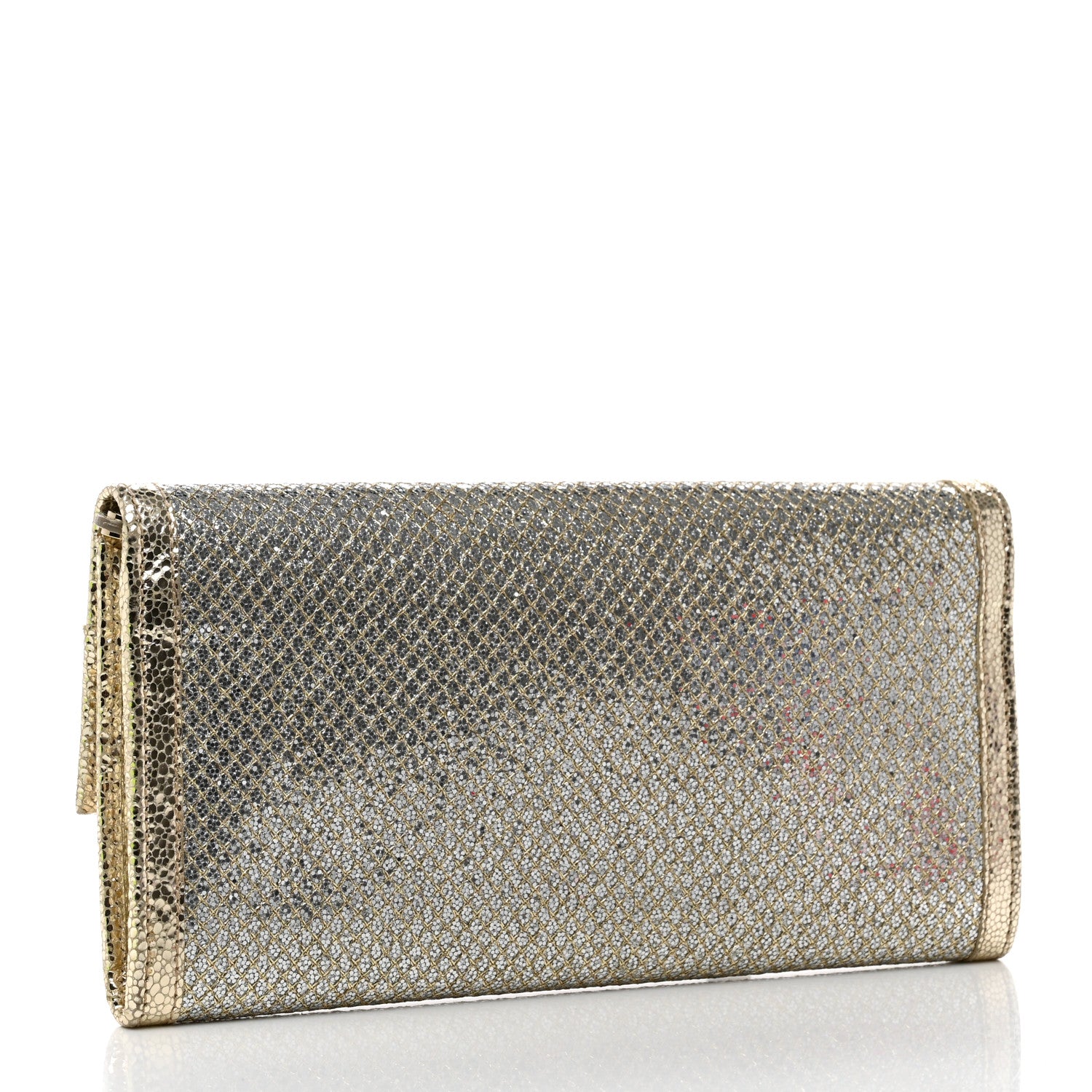 Jimmy Choo Glitter Fabric Reese Clutch Wallet Metallic 3 of 8