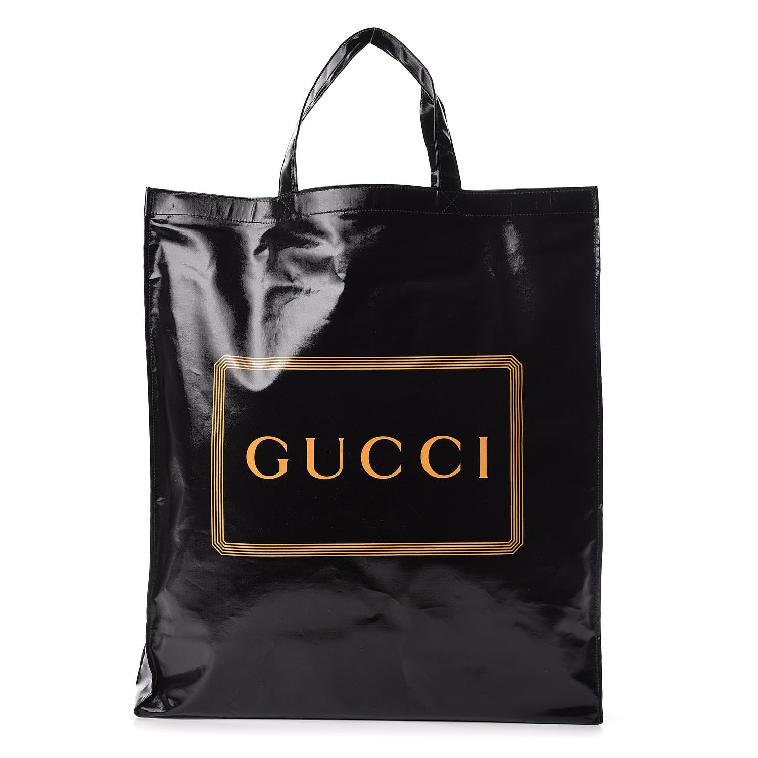 Gucci Patent Canvas Frame Logo Vertical Tote Black Crop 1 of 10