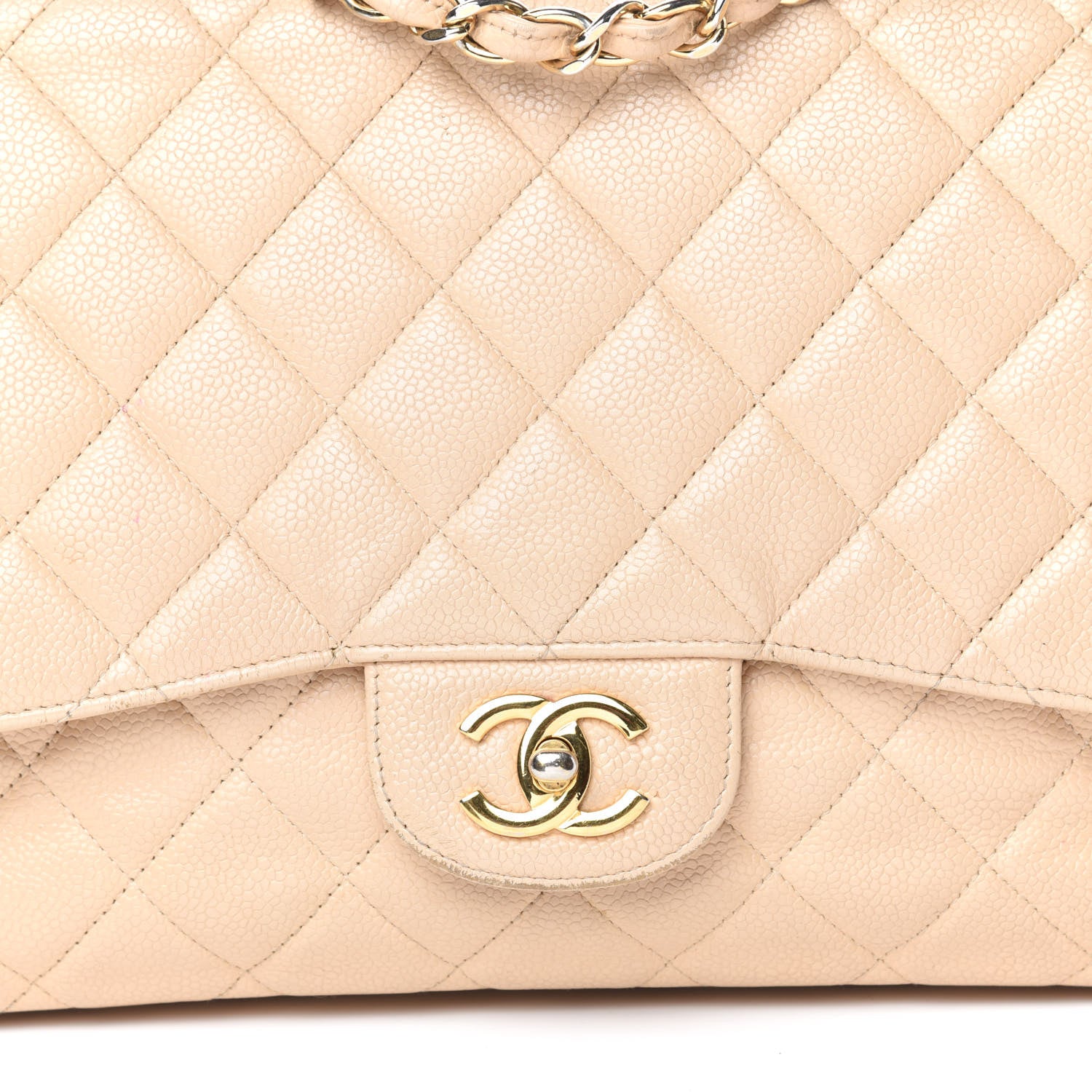 Chanel Caviar Quilted Jumbo Single Flap Beige Clair 17 of 17