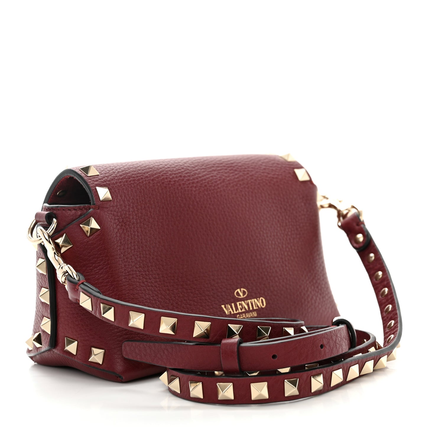 Pebbled Calfskin Mini Rockstud Crossbody Bag Rubin