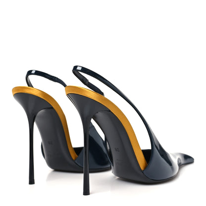 Saint Laurent Vernice Seta Slingback Pumps 38 Overnight 38 Blue 5 of 9