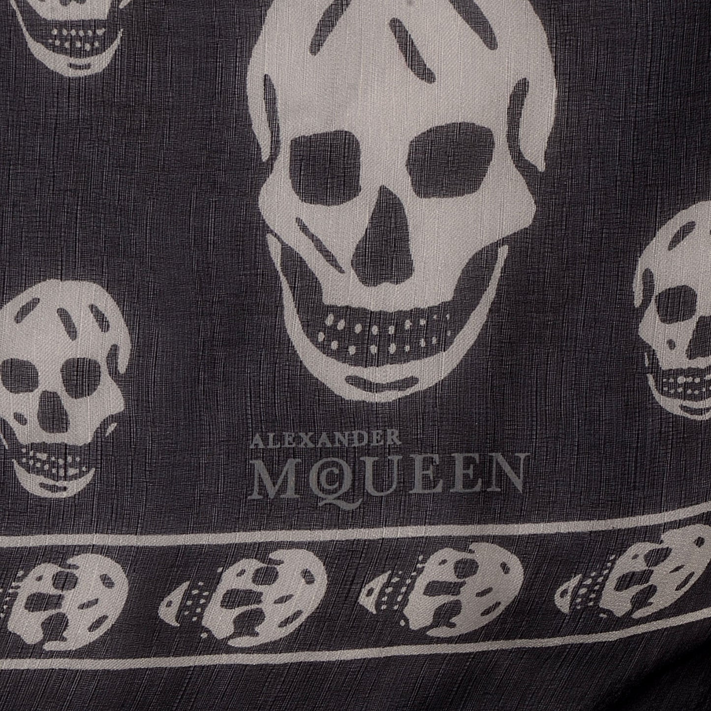 Silk Chiffon Skull Scarf Black Ivory