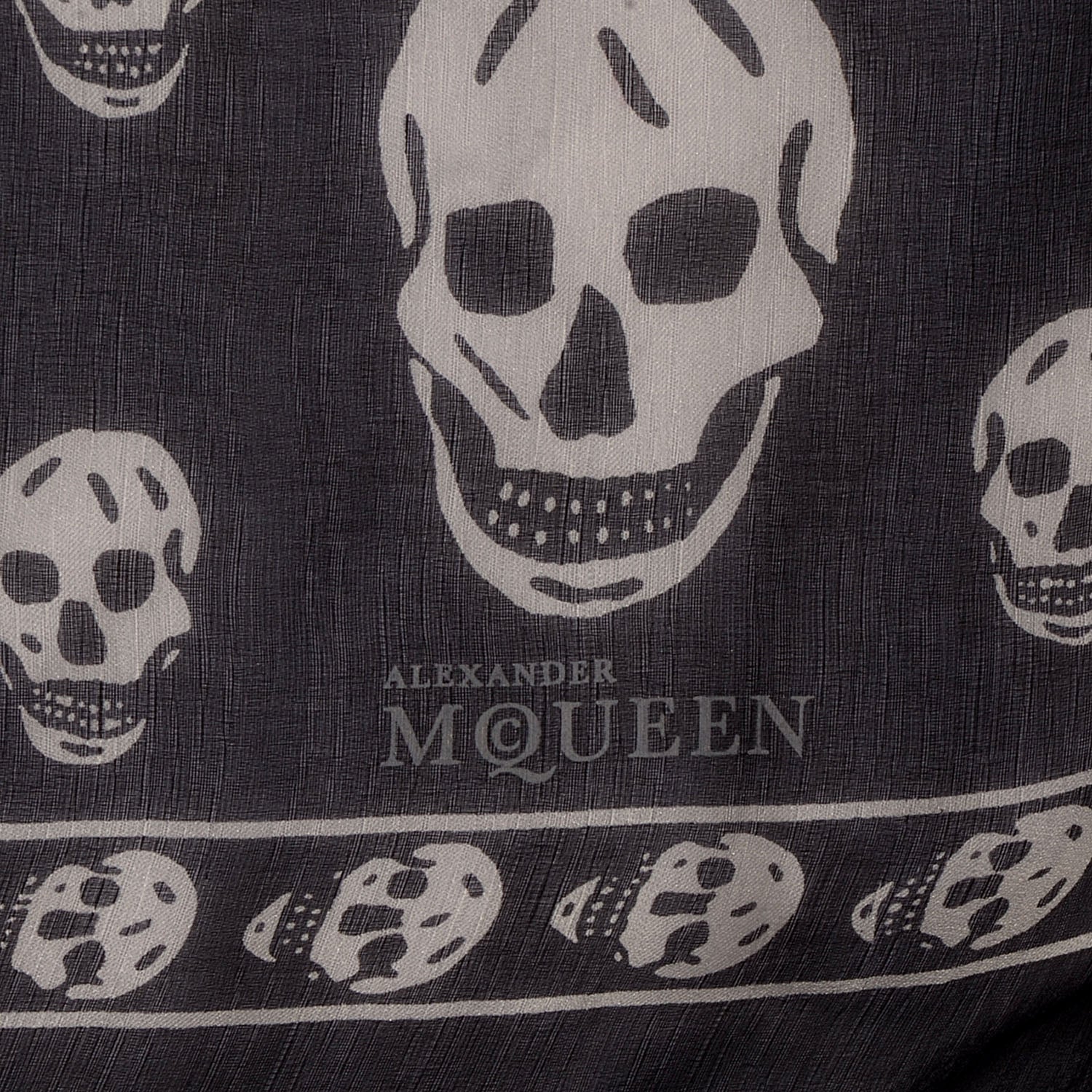 Alexander McQueen Silk Chiffon Skull Scarf Black Ivory 4 of 7