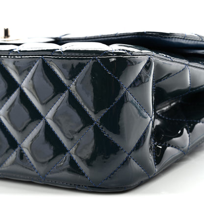 Chanel Patent Quilted Jumbo Double Flap Dark Blue 10 of 11