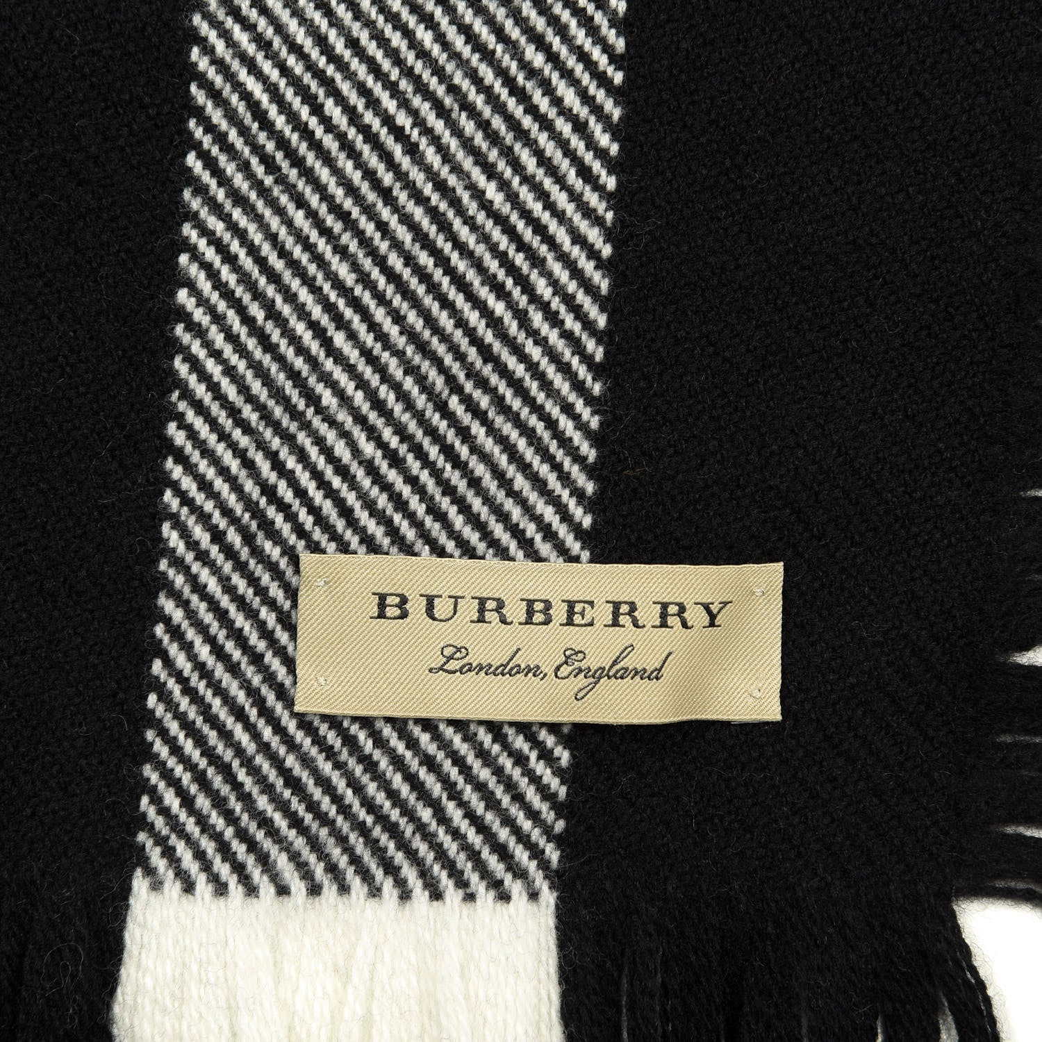 Burberry Wool Half Mega Check Fringe Scarf Black 3 of 4