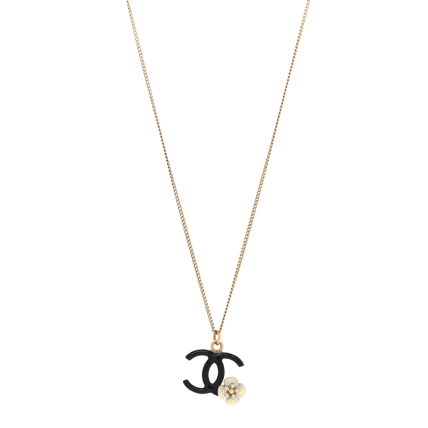 Enamel CC Camellia Necklace Gold