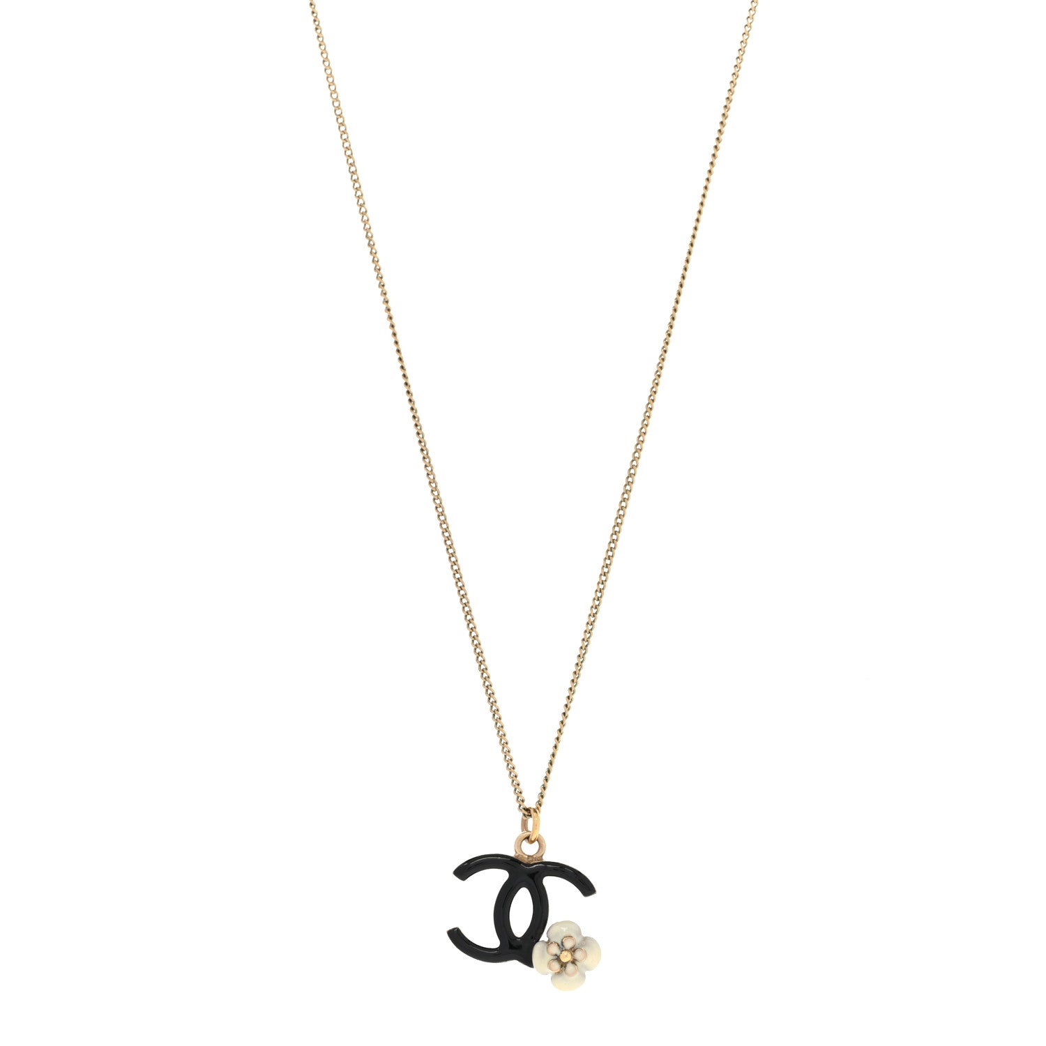 Chanel Enamel CC Camellia Necklace Gold 1 of 6