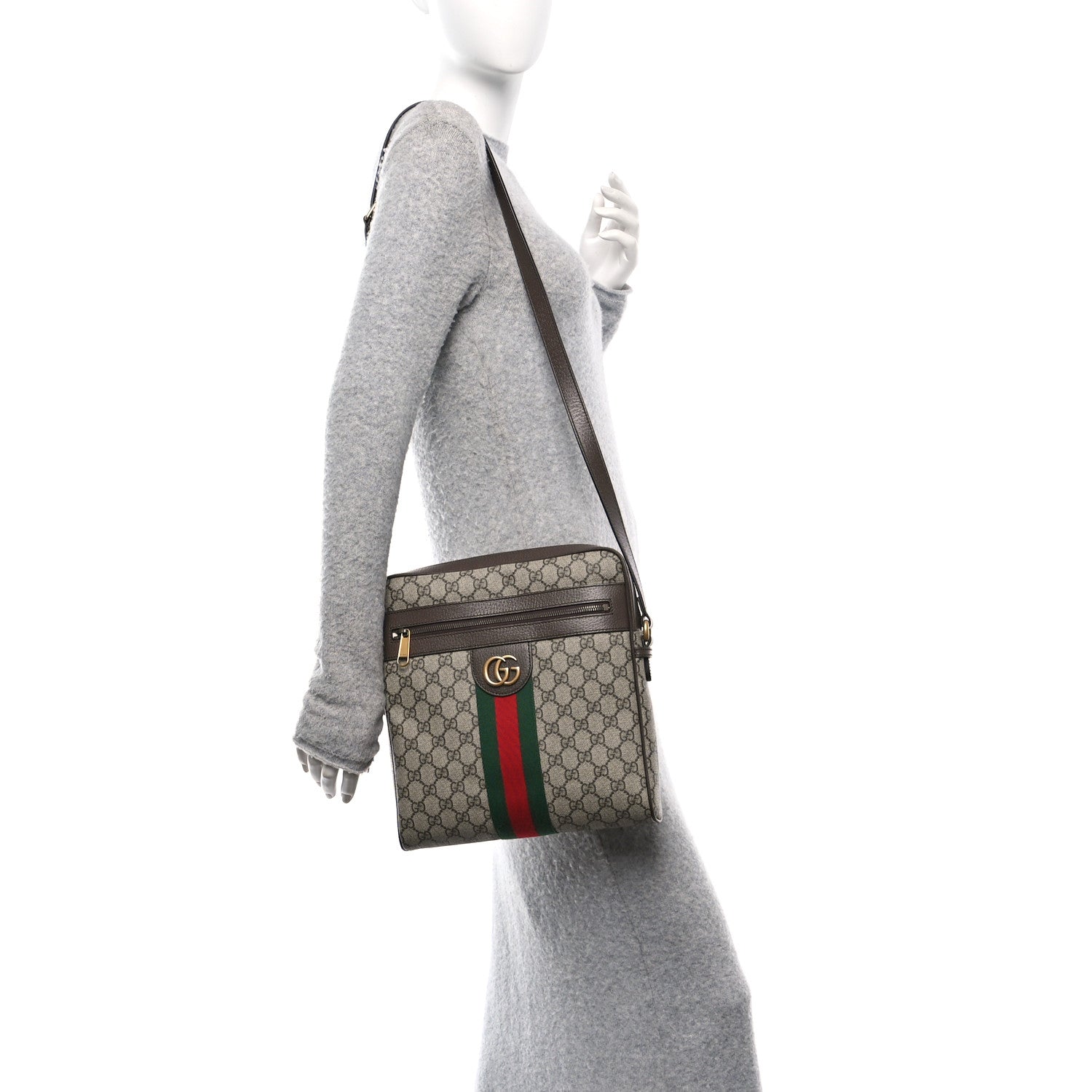 Gucci GG Supreme Monogram Web Ophidia Messenger Bag Brown 2 of 12
