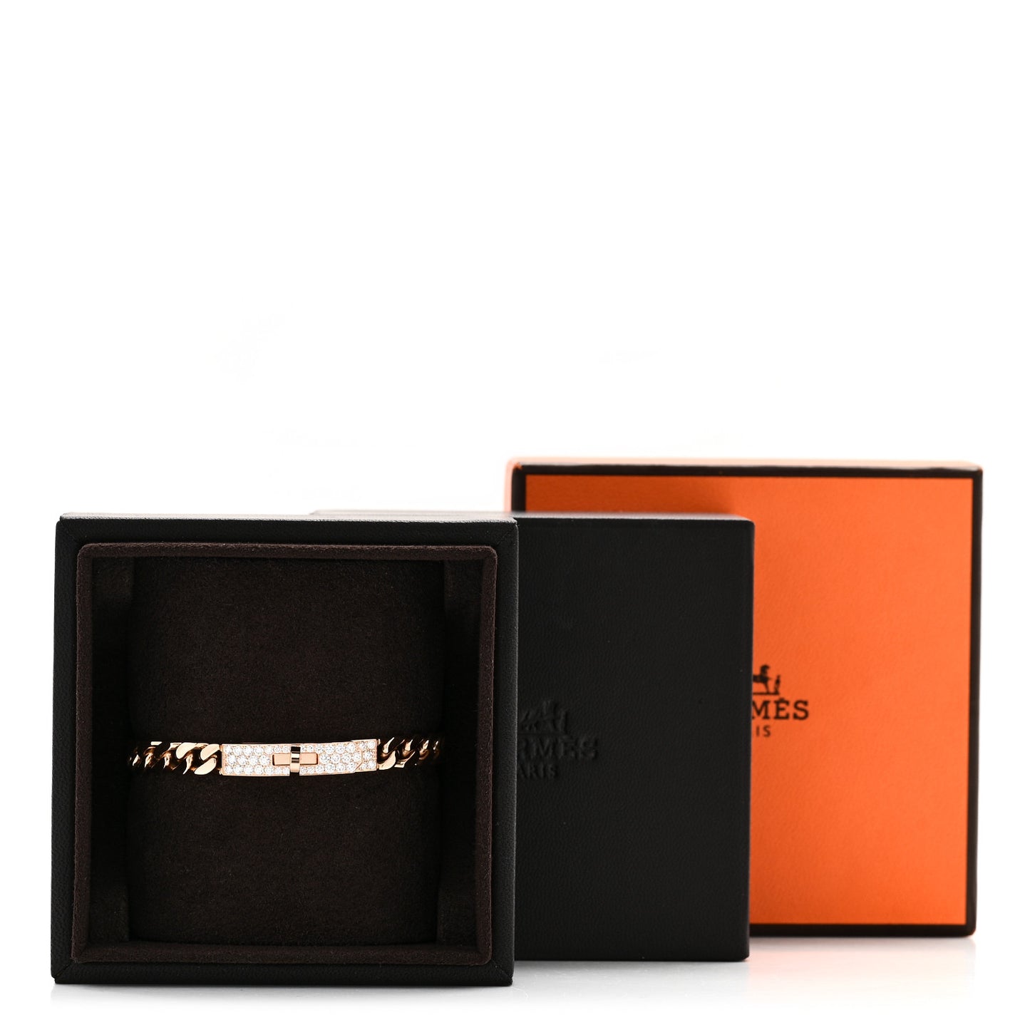 18K Rose Gold Diamond PM Kelly Gourmette Bracelet SH