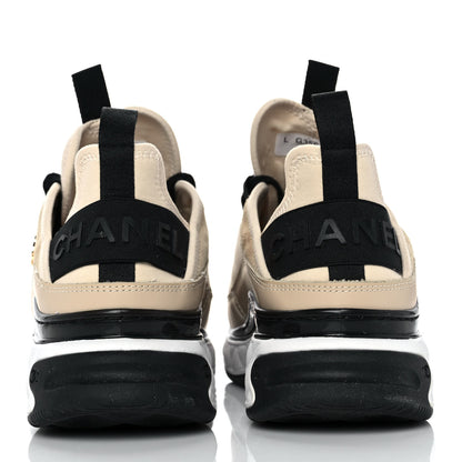 Chanel Velvet Calfskin Mixed Fibers CC Sneakers Ivory 37.5 Black 5 of 9