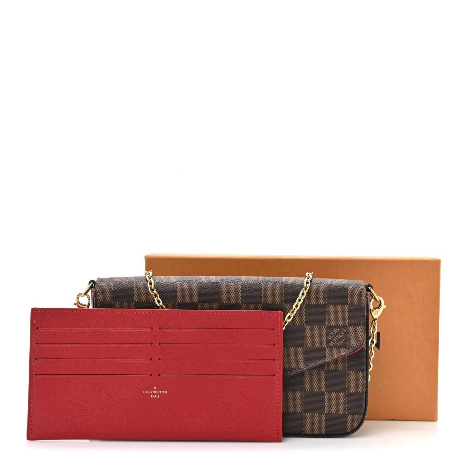 Louis Vuitton Damier Ebene Pochette Felicie Chain Wallet 15 of 15