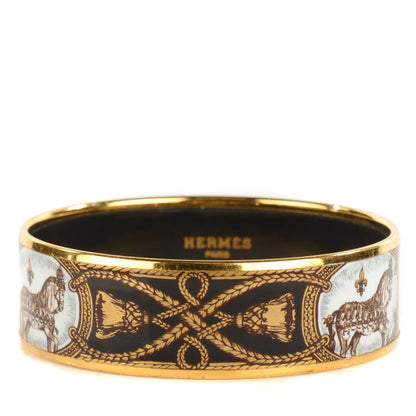 Hermes Enamel Printed Wide Grand Apparat Bracelet 62 Black 1 of 4