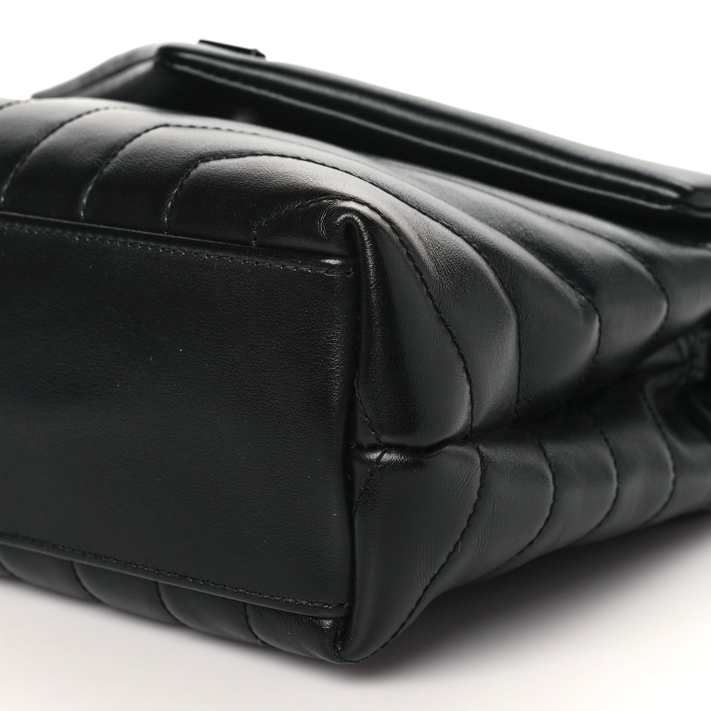 Calfskin Y Quilted Monogram Monochrome Small Loulou Chain Satchel Black