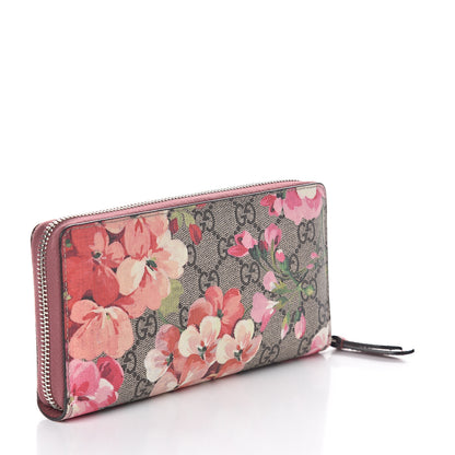 Gucci GG Supreme Monogram Blooms Zip Around Wallet Beige Multicolor Dry Rose 3 of 7