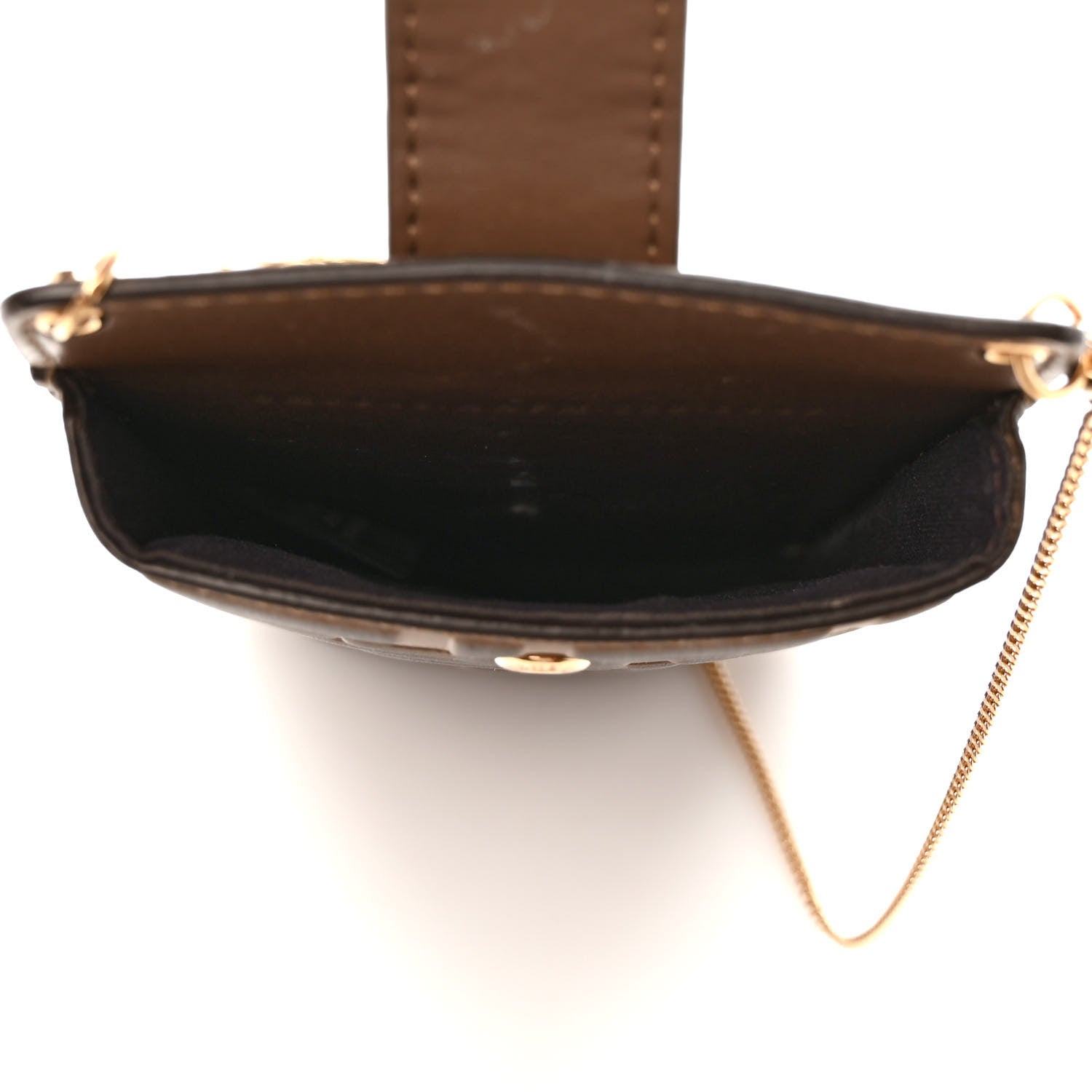Fendi Vitello Soft F is Fendi Bi-Color FF 1974 Embossed Phone Pouch Maya Black 5 of 11