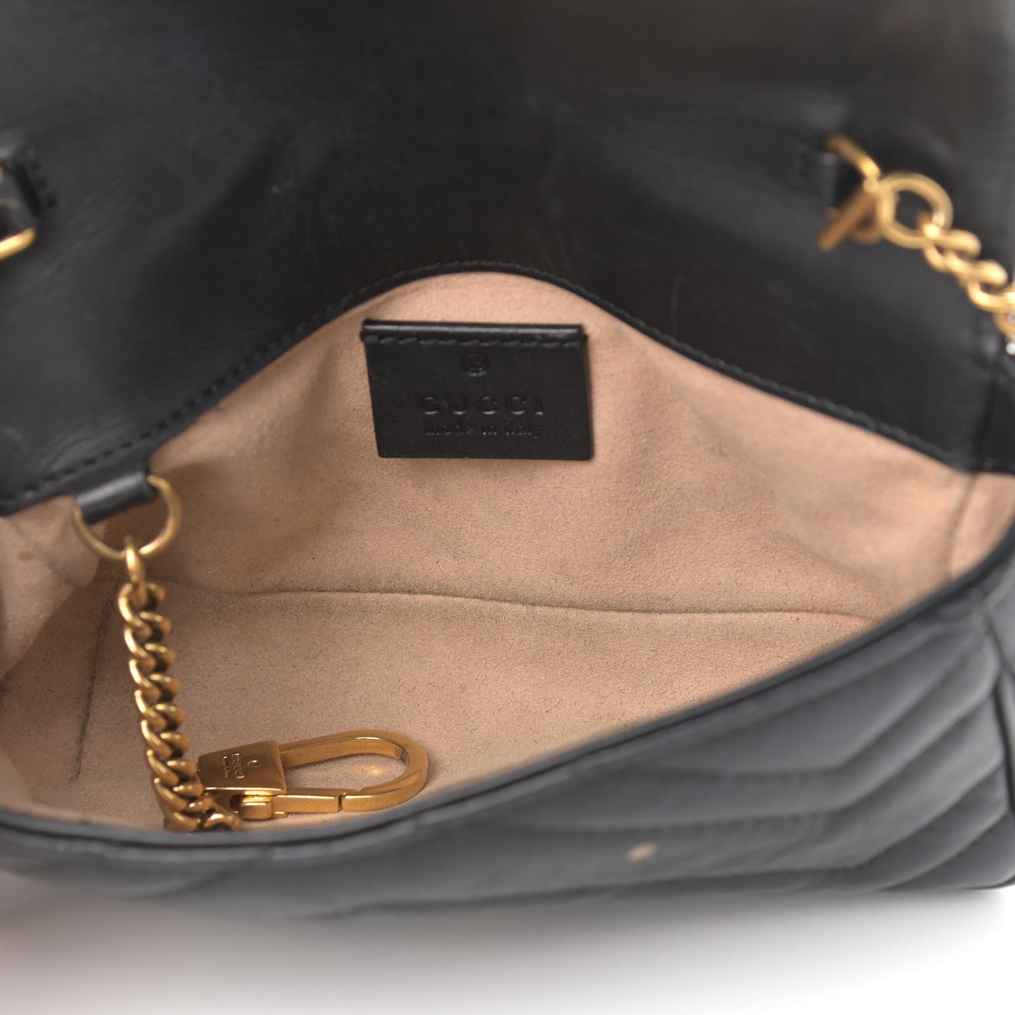Calfskin Matelasse Super Mini GG Marmont Shoulder Bag Black