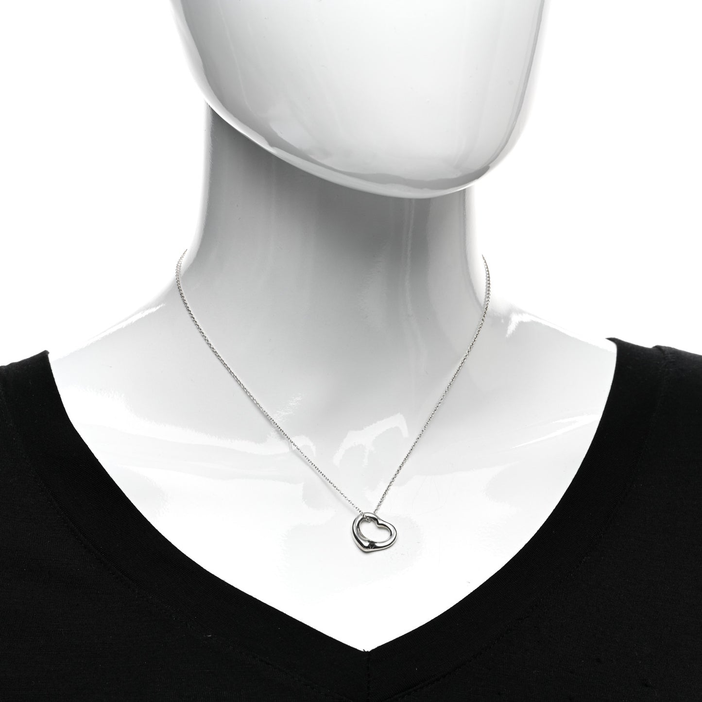 Sterling Silver 16mm Elsa Peretti Open Heart Pendant Necklace