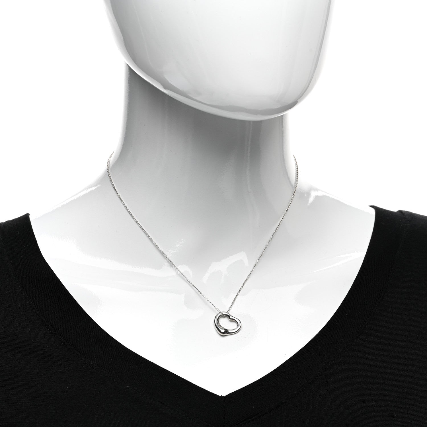 Tiffany Sterling Silver 16mm Elsa Peretti Open Heart Pendant Necklace 2 of 4