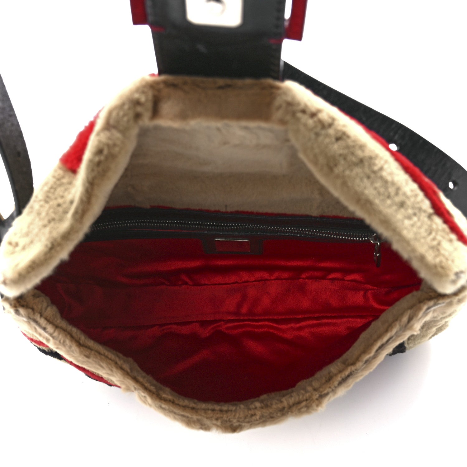 Fendi Rabbit Fur Striped Baguette Multicolor 1242594