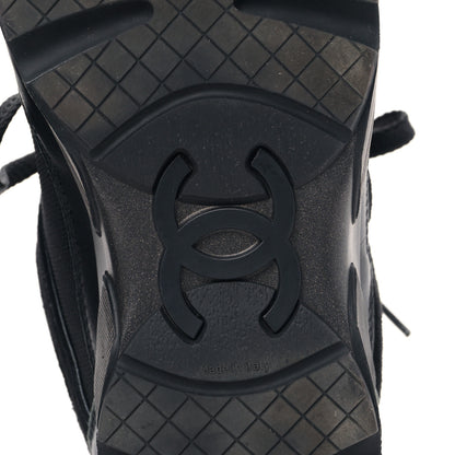 Chanel Toile Suede Calfskin CC Sneakers 37 Black 6 of 8