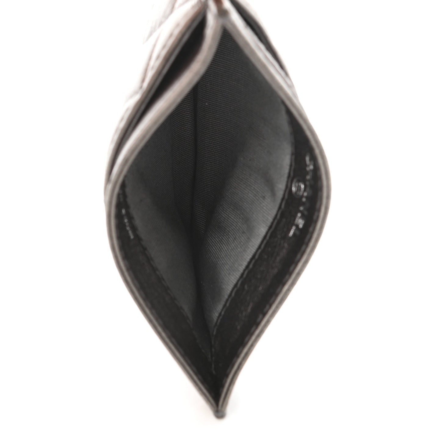Metallic Calfskin Quilted Diamond CC Card Holder Pewter
