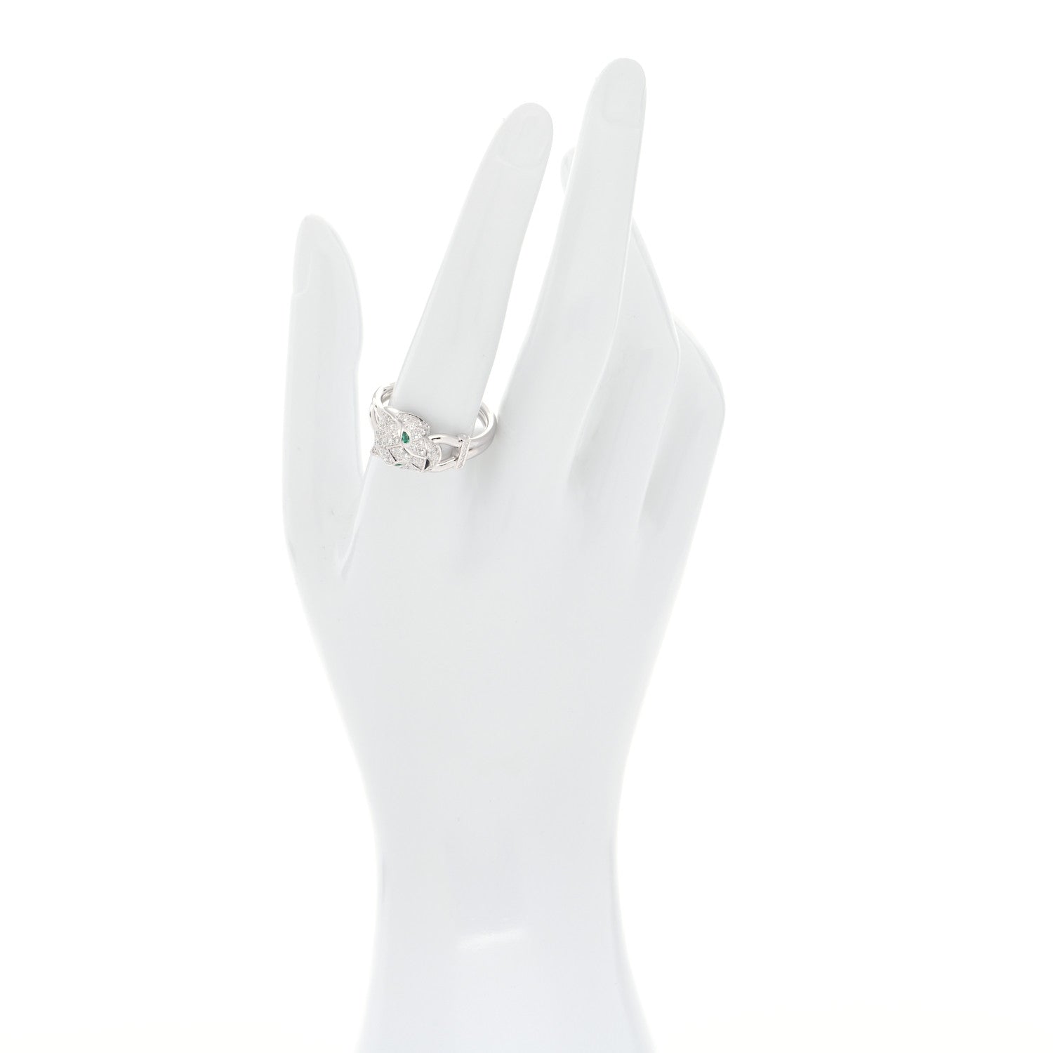 Cartier 18K White Gold Diamond Emerald Black Onyx Panthere de Cartier Ring 62 10 2 of 7