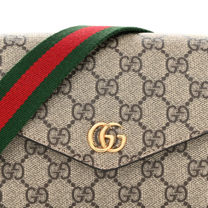 Gucci GG Supreme Monogram Textured Dollar Calfskin Web Mini Ophidia Envelope Shoulder Bag Beige Ebony 8 of 12