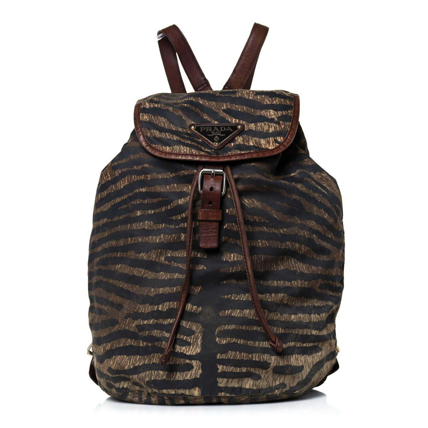Tessuto Tiger Print Cinch Backpack Brown