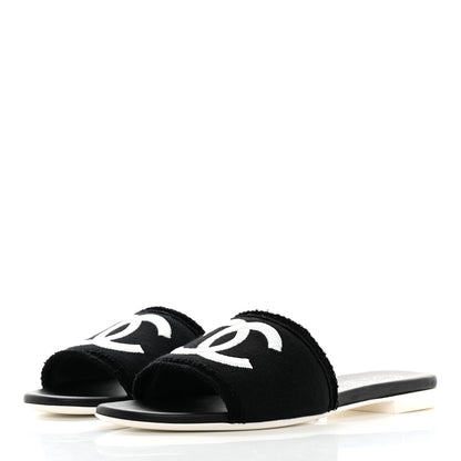Chanel Jersey Knit CC Mules 39 Black 3 of 9