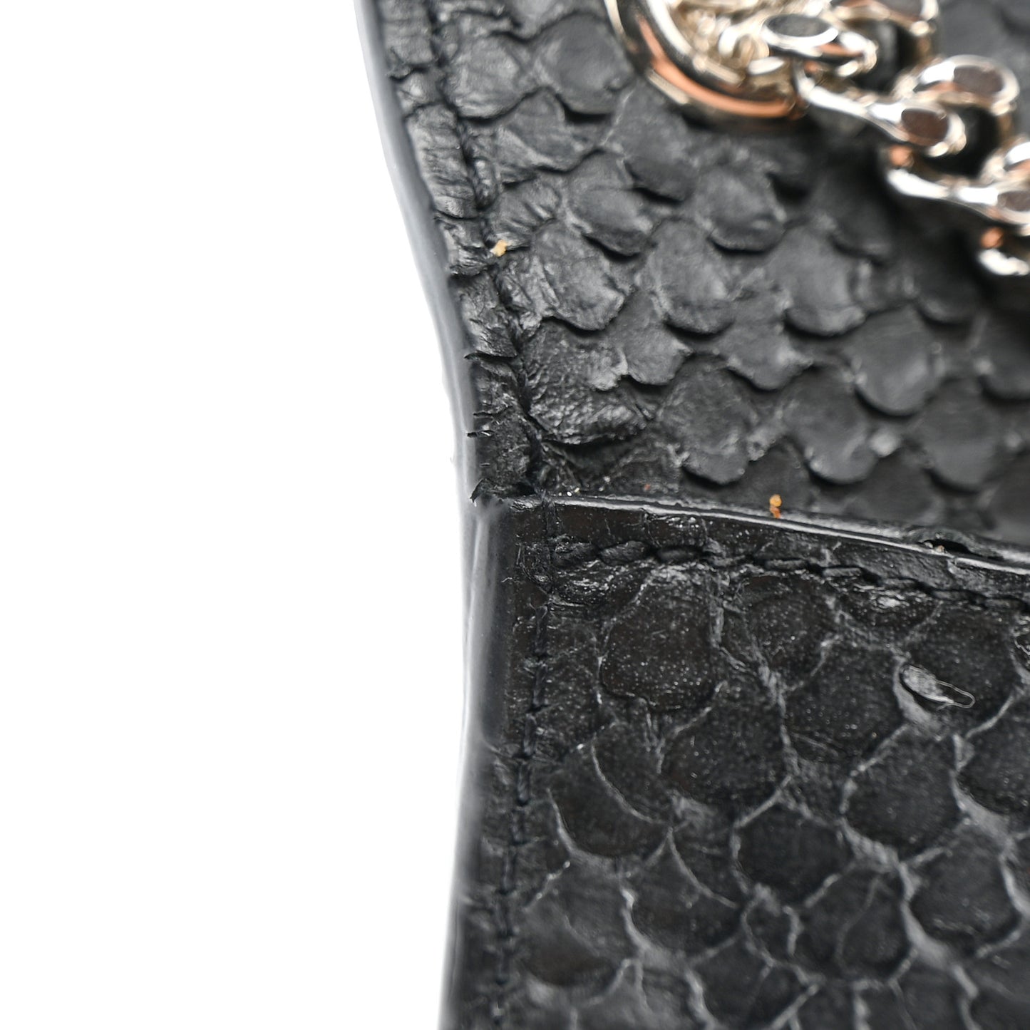 Snakeskin Medium Classic Monogram Kate Tassel Satchel Black