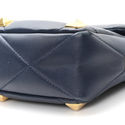 Valentino Garavani Nappa Large Roman Stud Shoulder Bag Marine 9 of 13
