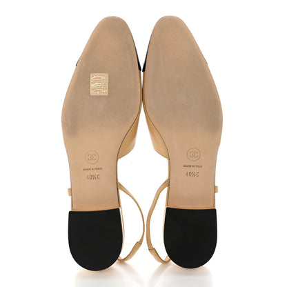 Chanel Lambskin Grosgrain Cap Toe CC Slingback Sandals 40.5 Beige Black 5 of 8