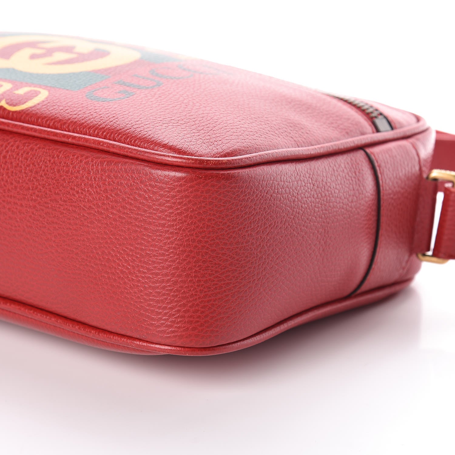 Gucci Pebbled Calfskin Logo Messenger Bag Hibiscus Red 9 of 10