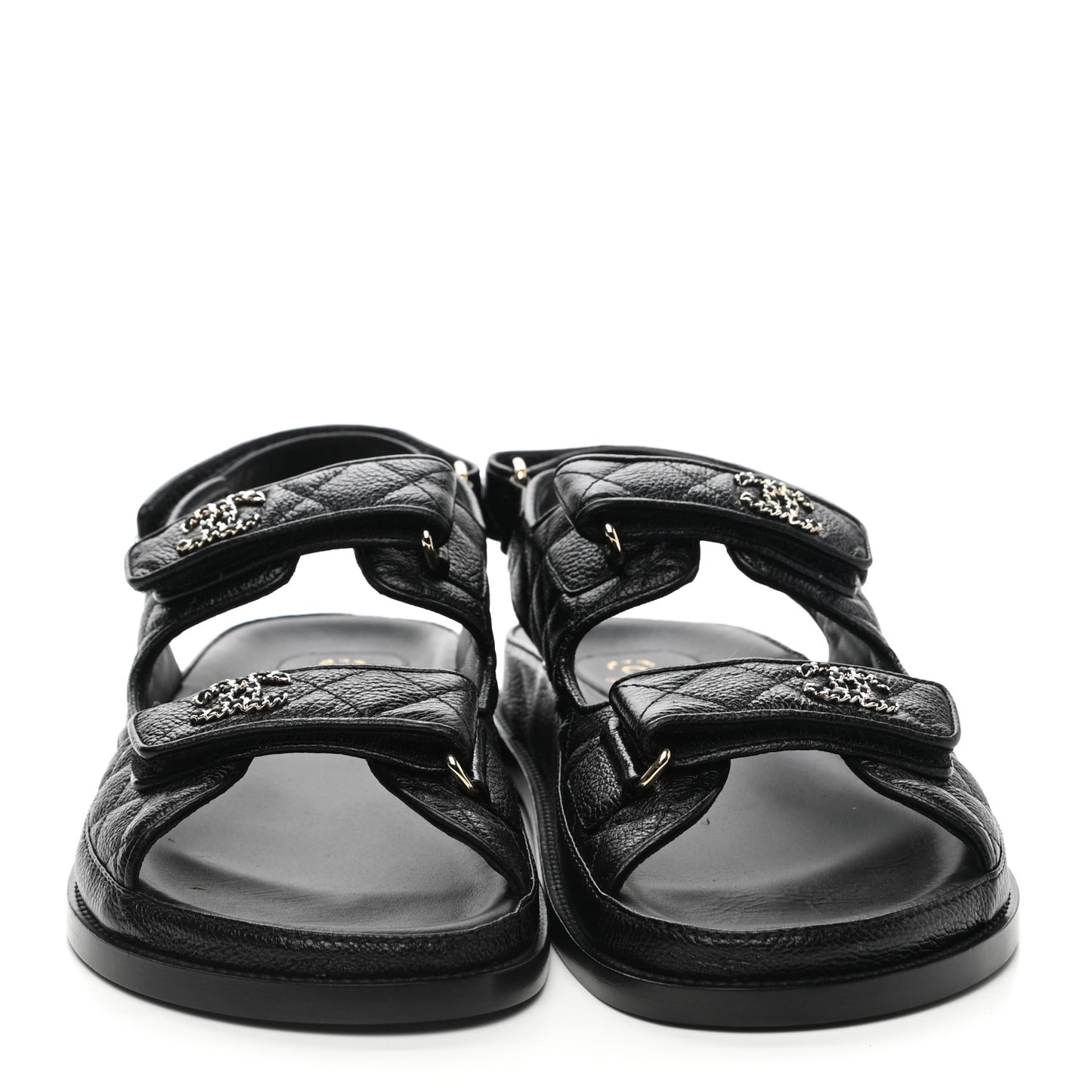 Grained Calfskin Velcro Dad Sandals 40.5 Black
