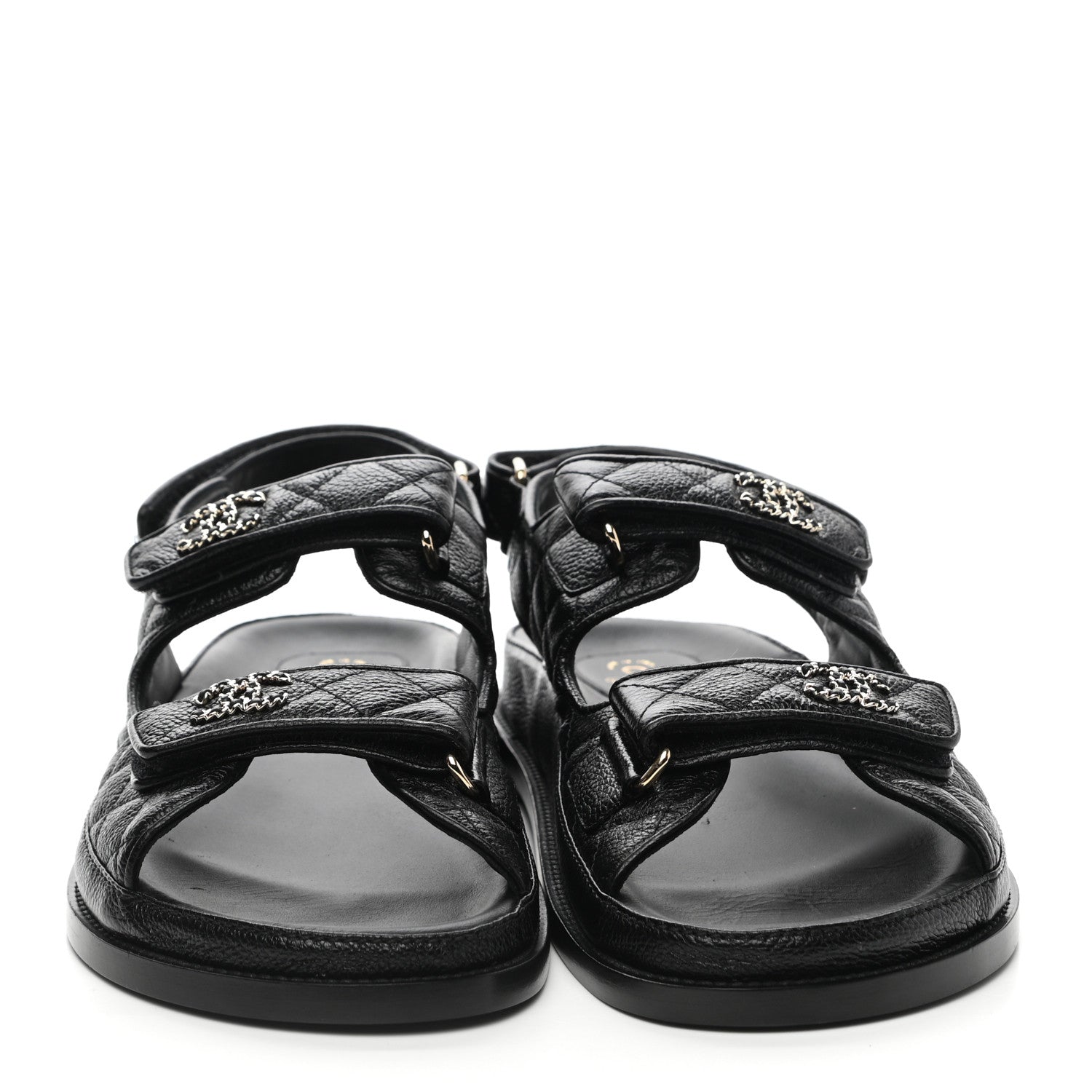 Chanel Grained Calfskin Velcro Dad Sandals 40.5 Black 2 of 12