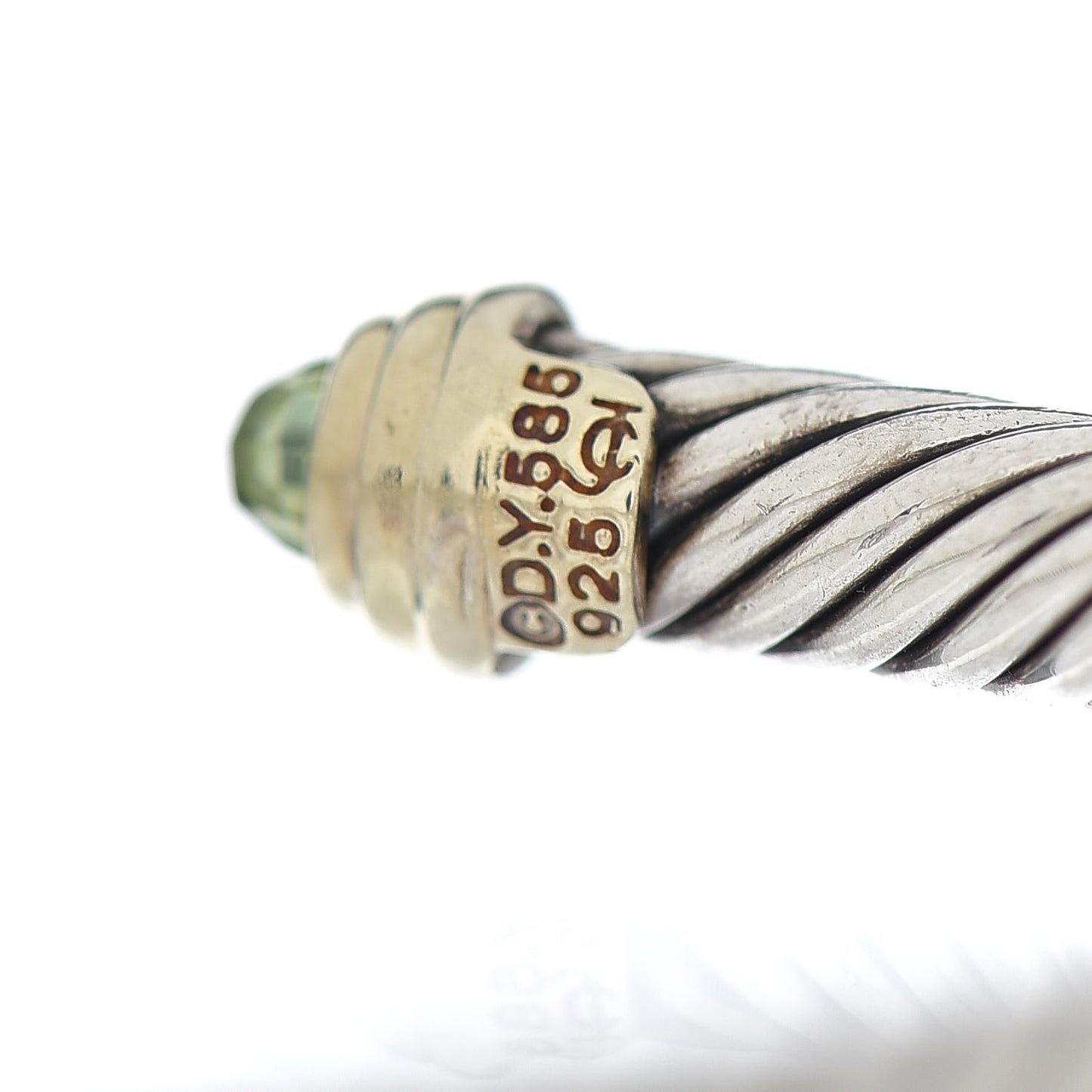Sterling Silver 14K Yellow Gold Peridot 5mm Cable Classics Petite Color Bracelet