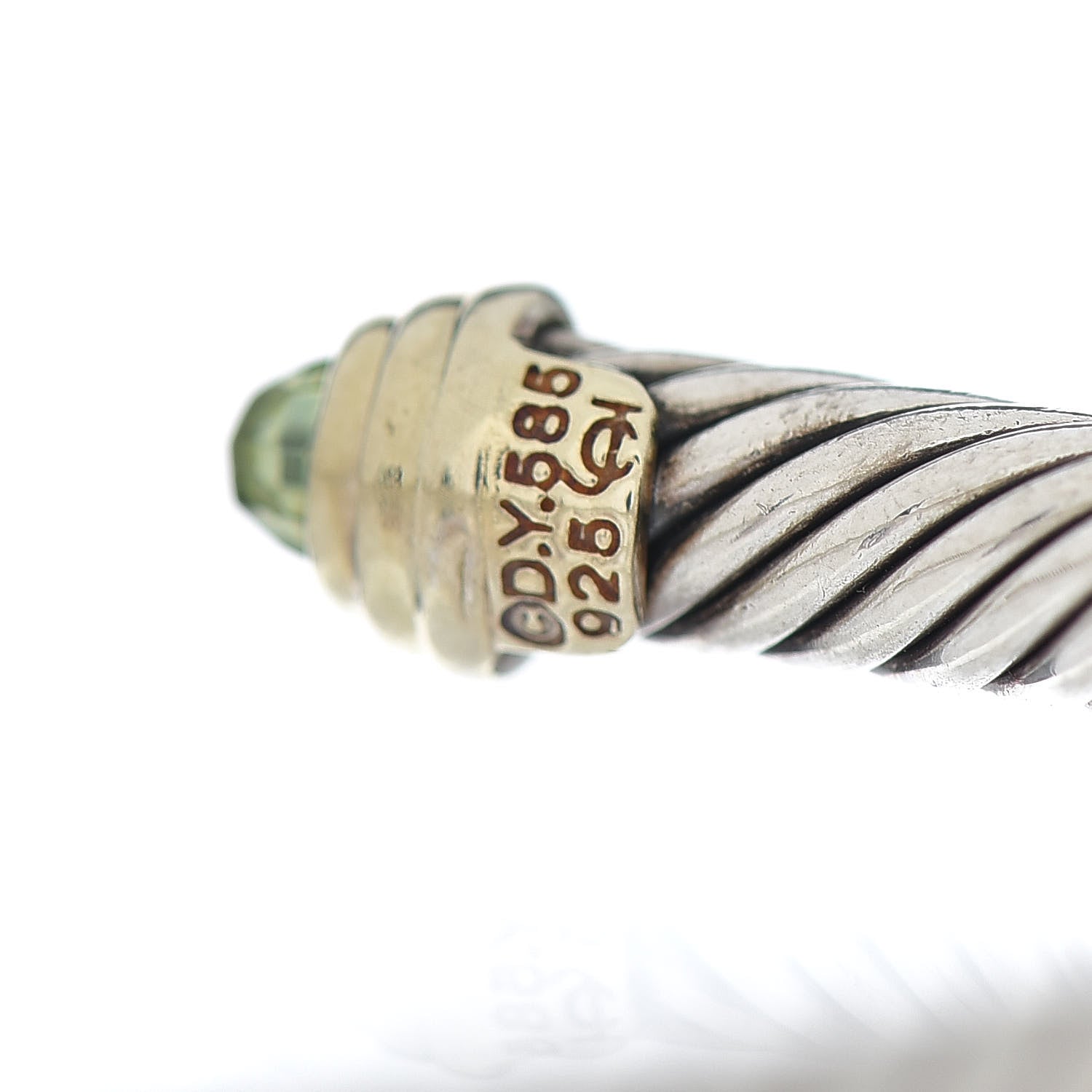David Yurman Sterling Silver 14K Yellow Gold Peridot 5mm Cable Classics Petite Color Bracelet 4 of 5