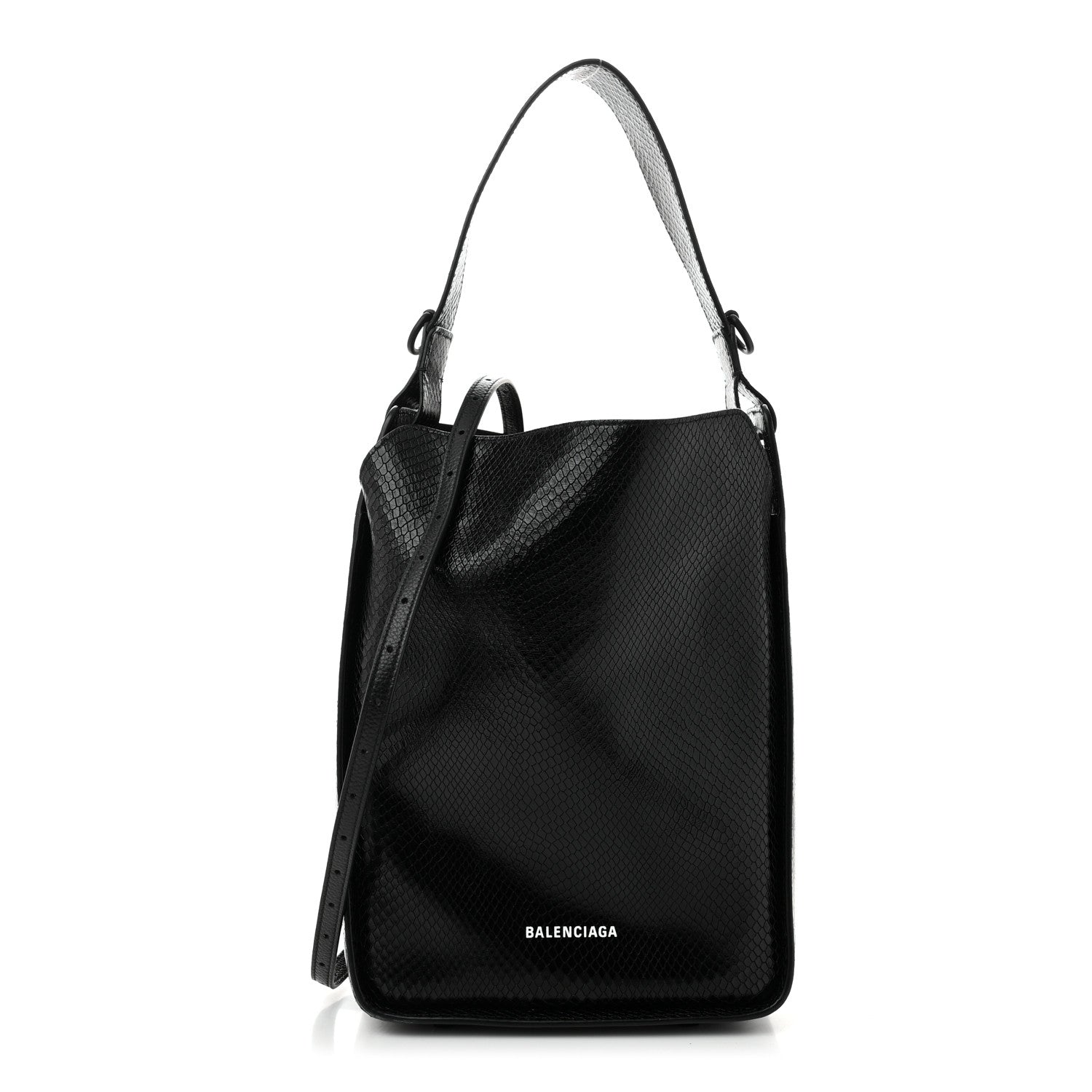 Balenciaga Extra Supple Calfskin Snakeskin Embossed Calfskin Small Tool 2.0 North-South Tote Black 1 of 11