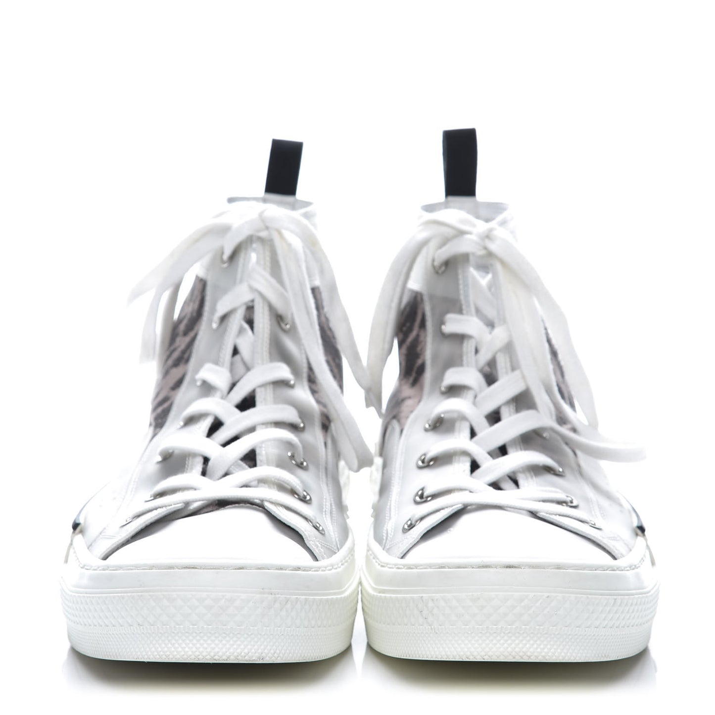 Canvas Leopard Print Mens B23 High Top Sneakers 45 White