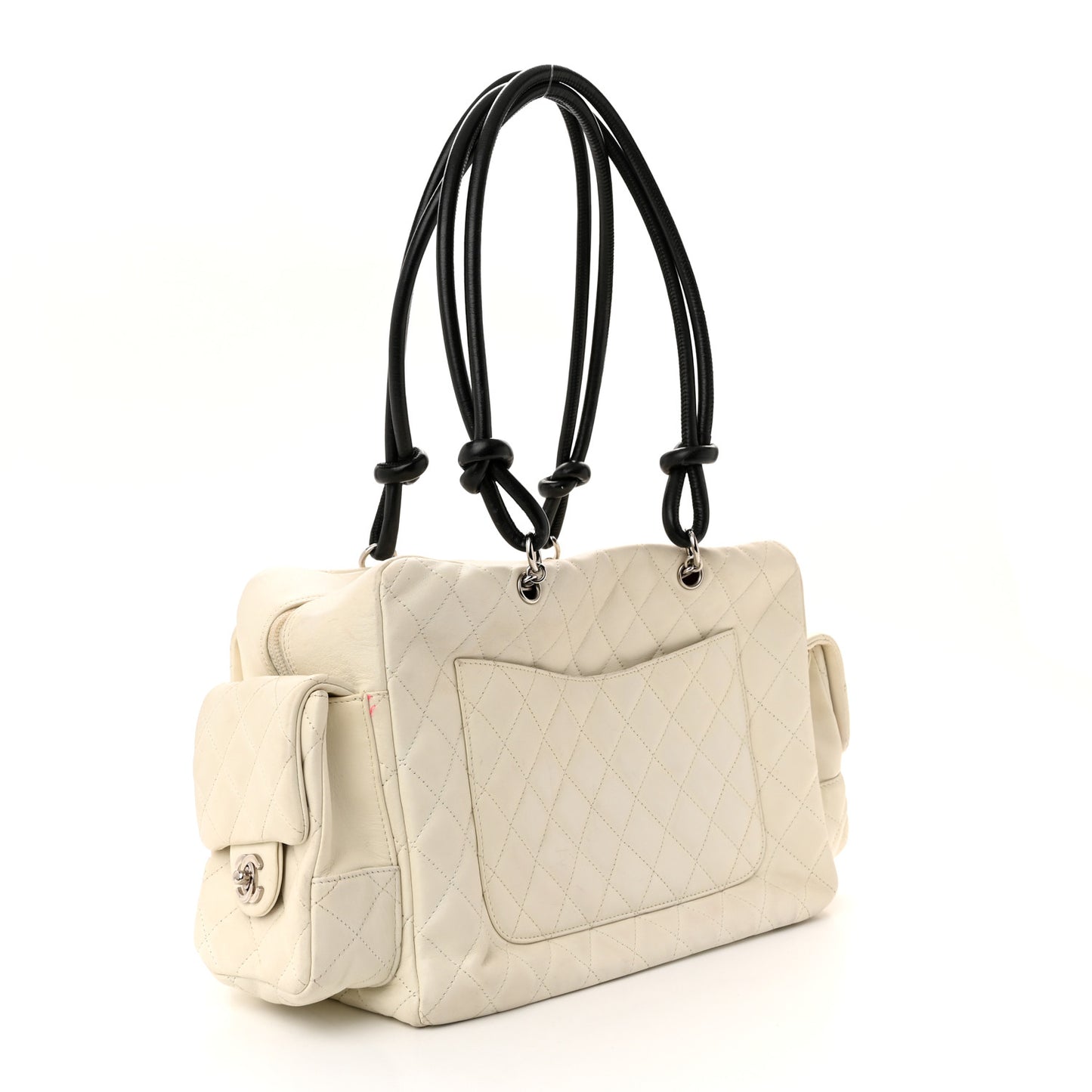 Calfskin Quilted Large Cambon Multipocket Reporter White