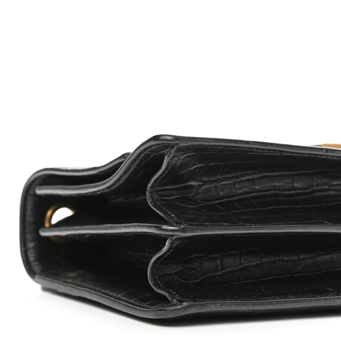 Calfskin Crocodile Embossed Monogram Medium Sunset Black