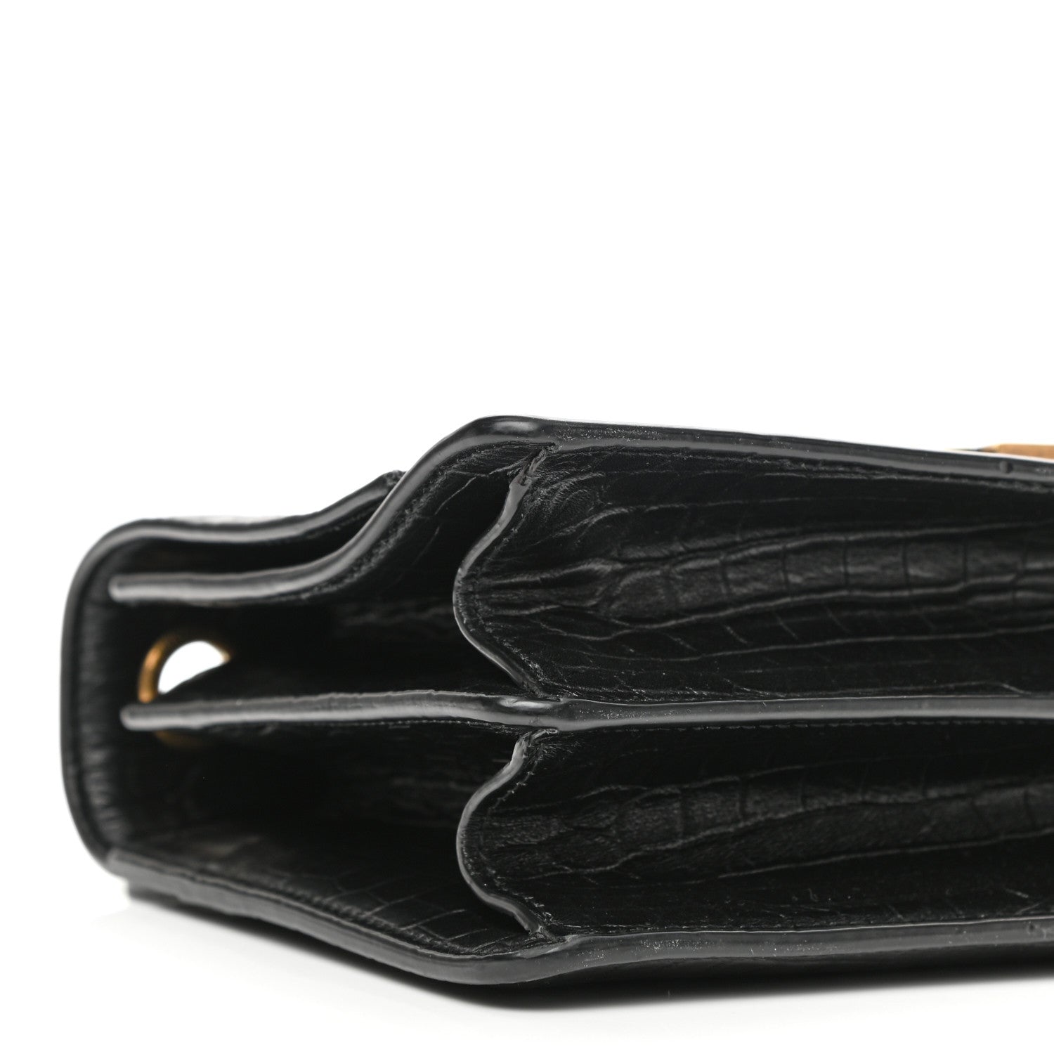 Saint Laurent Calfskin Crocodile Embossed Monogram Medium Sunset Black 9 of 10