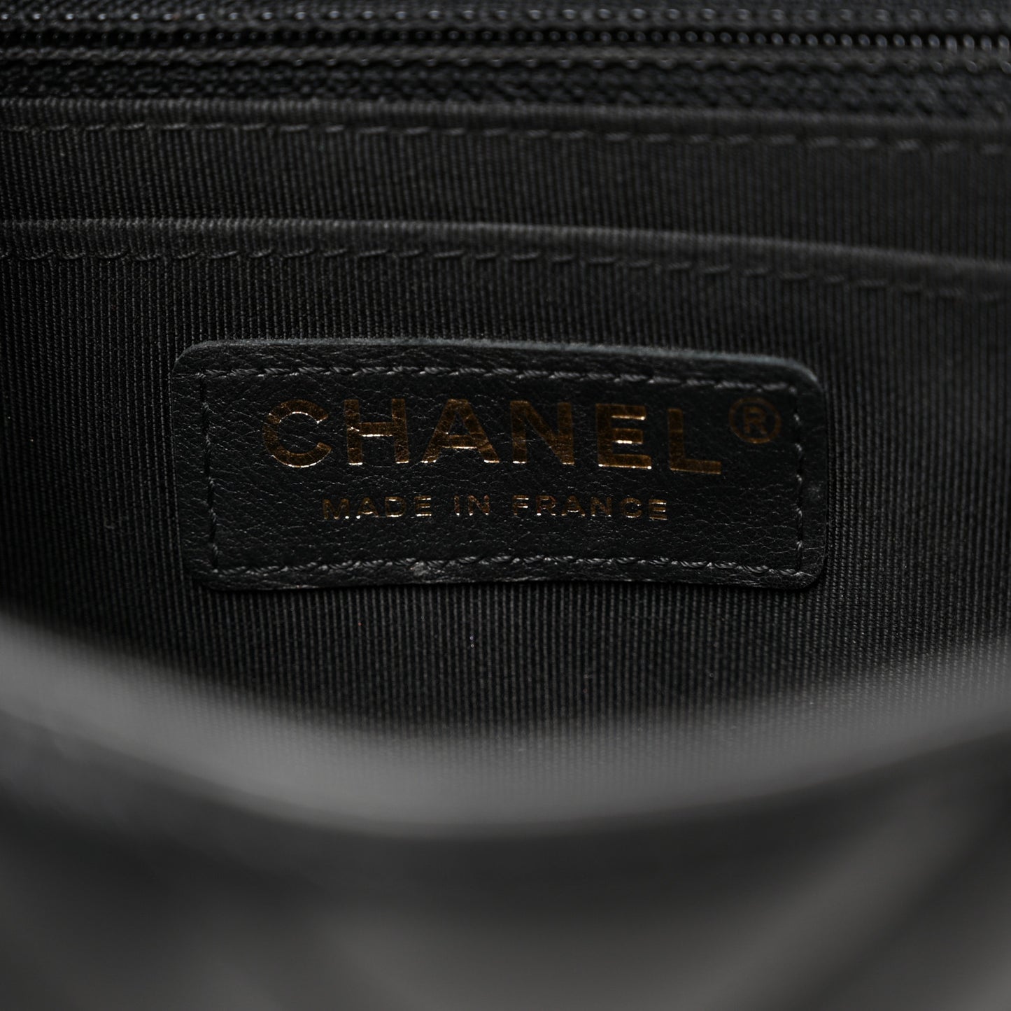 Calfskin Chevron Quilted Mini Statement Flap Black