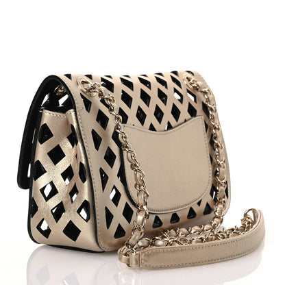 Chanel Metallic Lambskin Small Sea Through Flap Gold Black 4 of 18
