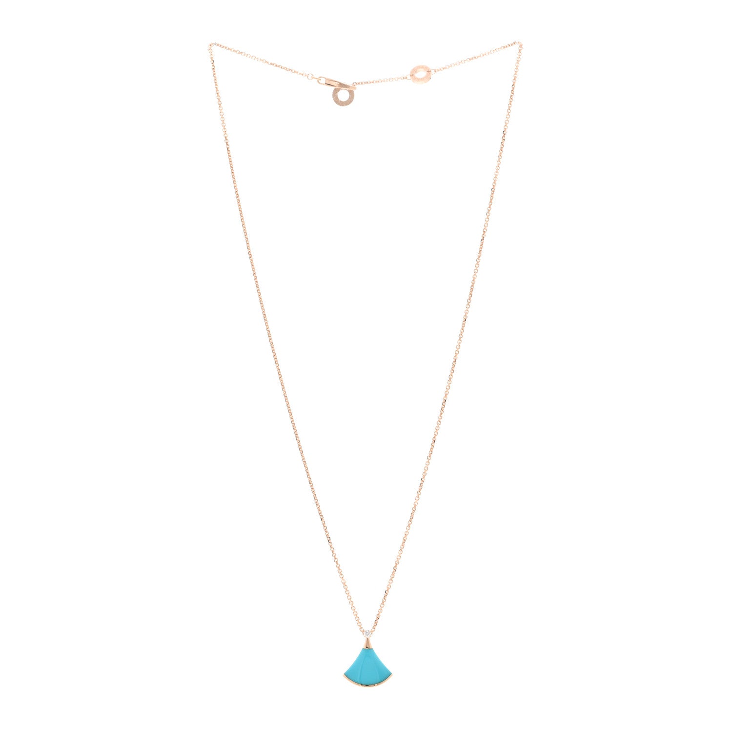 Bulgari 18K Rose Gold Diamond Turquoise Divas' Dream Pendant Necklace 3 of 5
