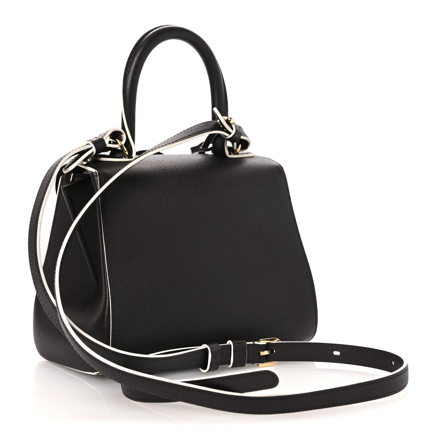Delvaux Grained Calfskin Bi-Color Brillant Mini Satchel Black 4 of 13