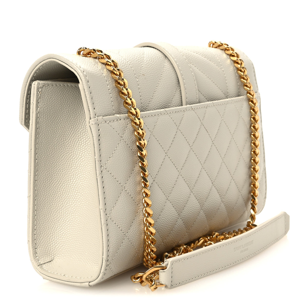 Grain De Poudre Textured Mixed Matelasse Triquilt Small Monogram Satchel Crema Soft