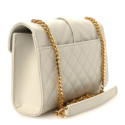 Saint Laurent Grain De Poudre Textured Mixed Matelasse Triquilt Small Monogram Satchel Crema Soft 3 of 10